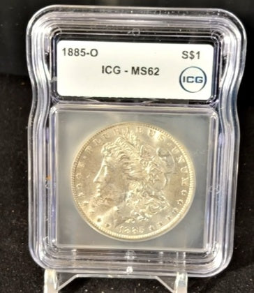 1885-O Morgan Silver Dollar ICG MS62