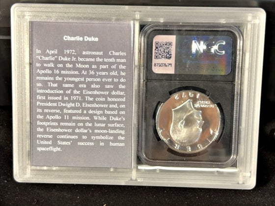 1971-S Eisenhower Dollar Charlie Duke Signed Gem Proof