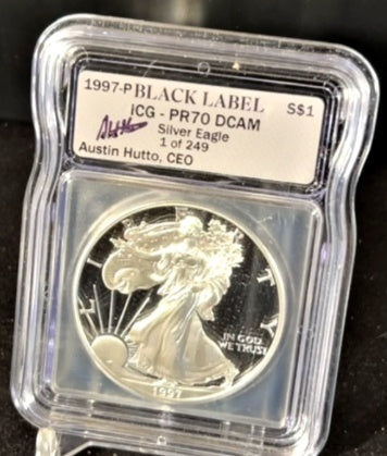 1997-P Silver Eagle PR70 DCAM - Black Label