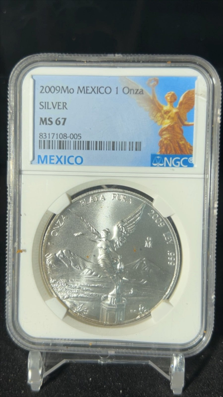2009 Mo Mexico 1 Onza Silver Libertad MS69 NGC Mexico Label