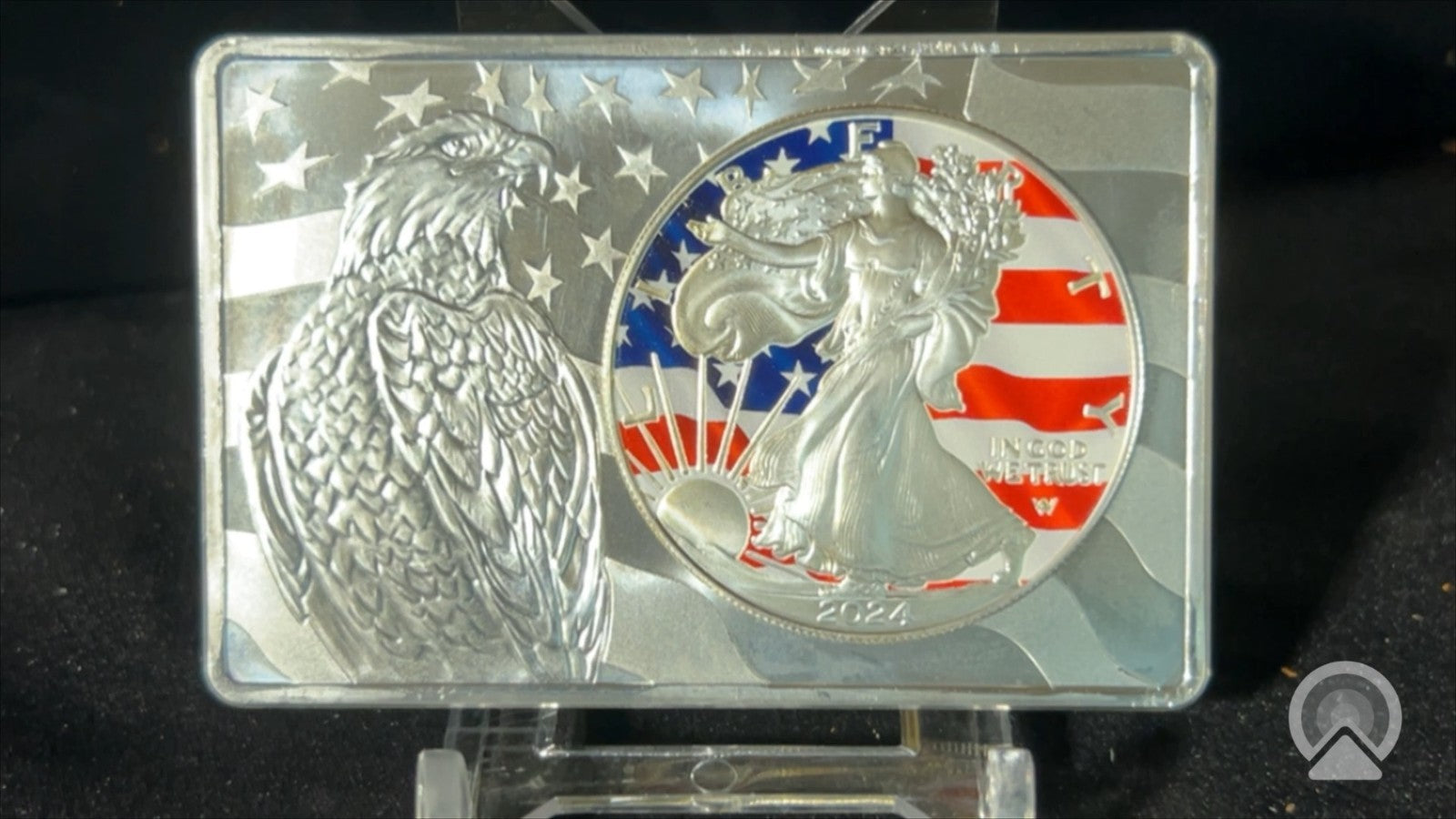2024 1 oz American Silver Eagle encased in a 2 oz Silver Bar .999 ( Total 3 oz)