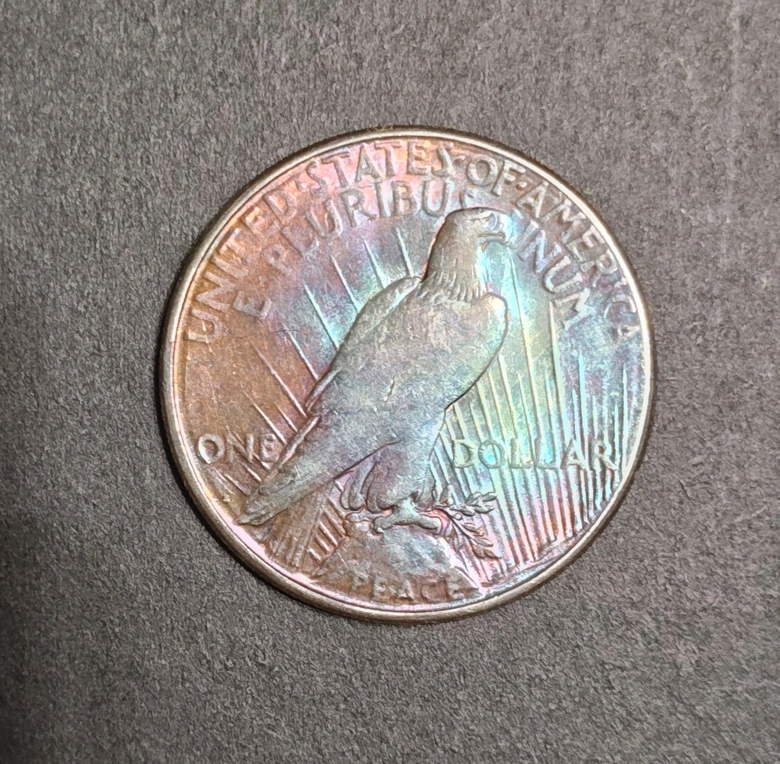 1922 peace silver dollar Rainbow Toned