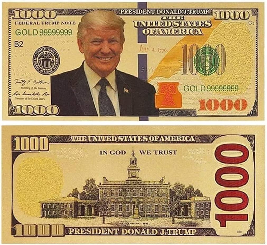 Gold Trump Dollar Bills, President Donald Trump Commemorative Bank Note 24k