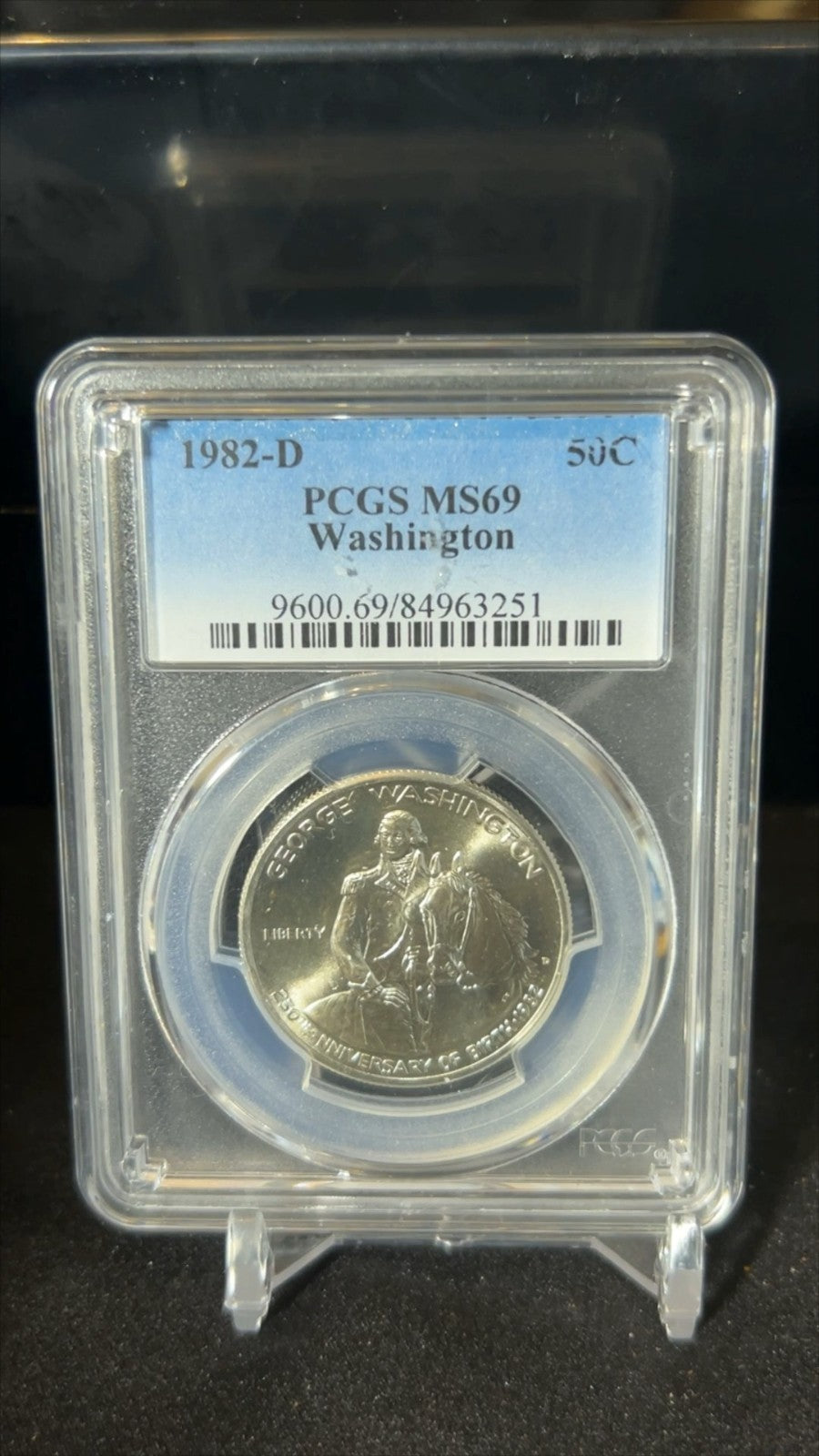 MS69 1982-D Washington Commemorative Half Dollar PCGS Blue Lbl *1341