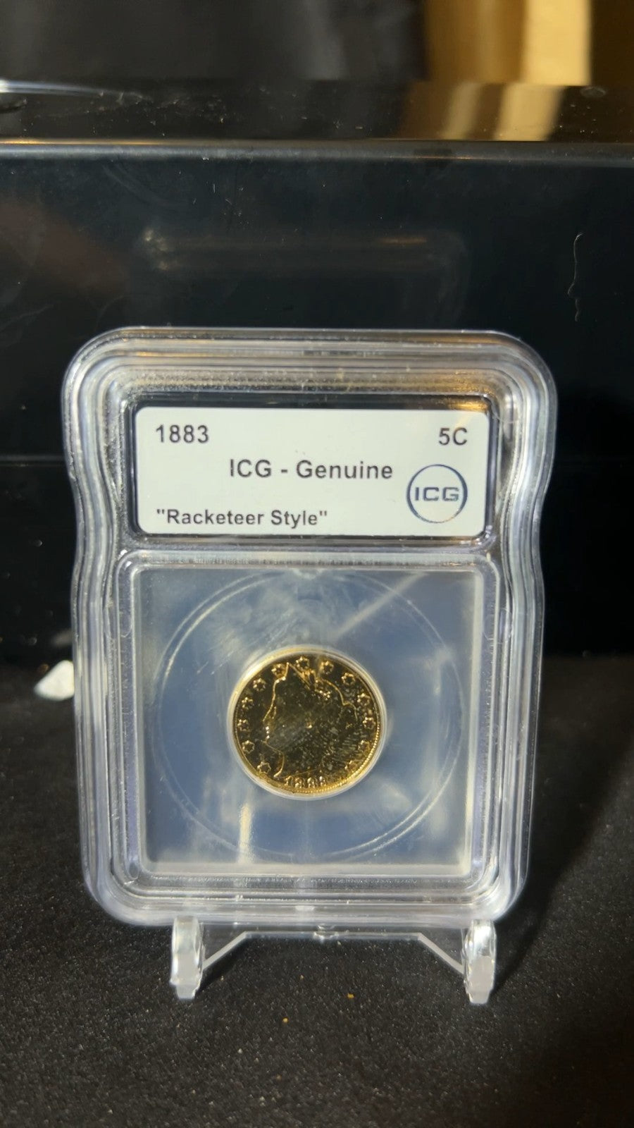 1883 Liberty V "Racketeer Style" Nickel No Cents ICG Genuine Gold Plated