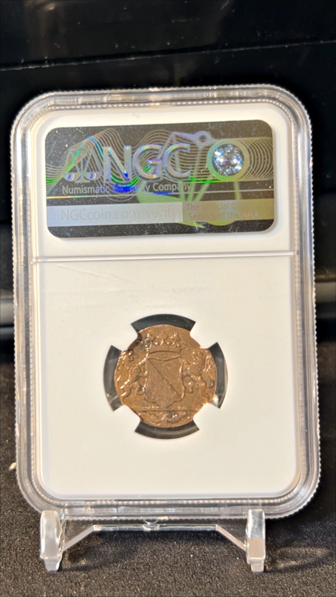 1790 VOC N.E. Indies Duit New York Penny - NGC Genuine