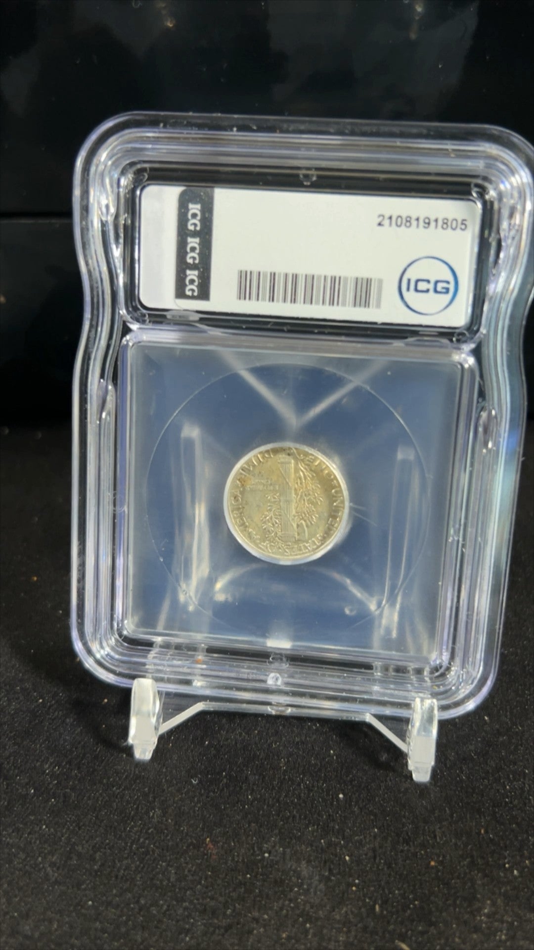 1945 Mercury Dime – ICG AU55 – 90% Silver – Last Year of Issue – Beautiful Early U.S. Coin