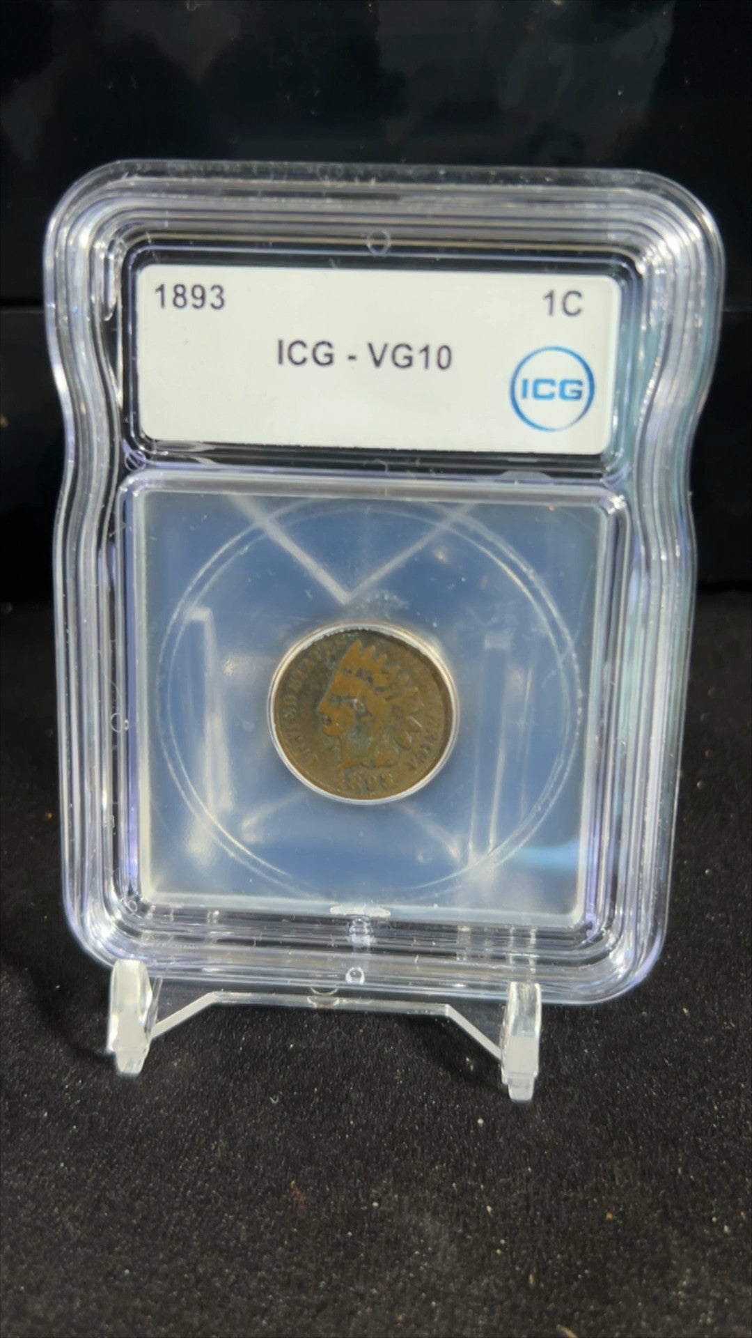 1893 Indian Head Cent – ICG VG10 – Classic U.S. Copper Penny – 132 Years Old – Nice Color & Detail