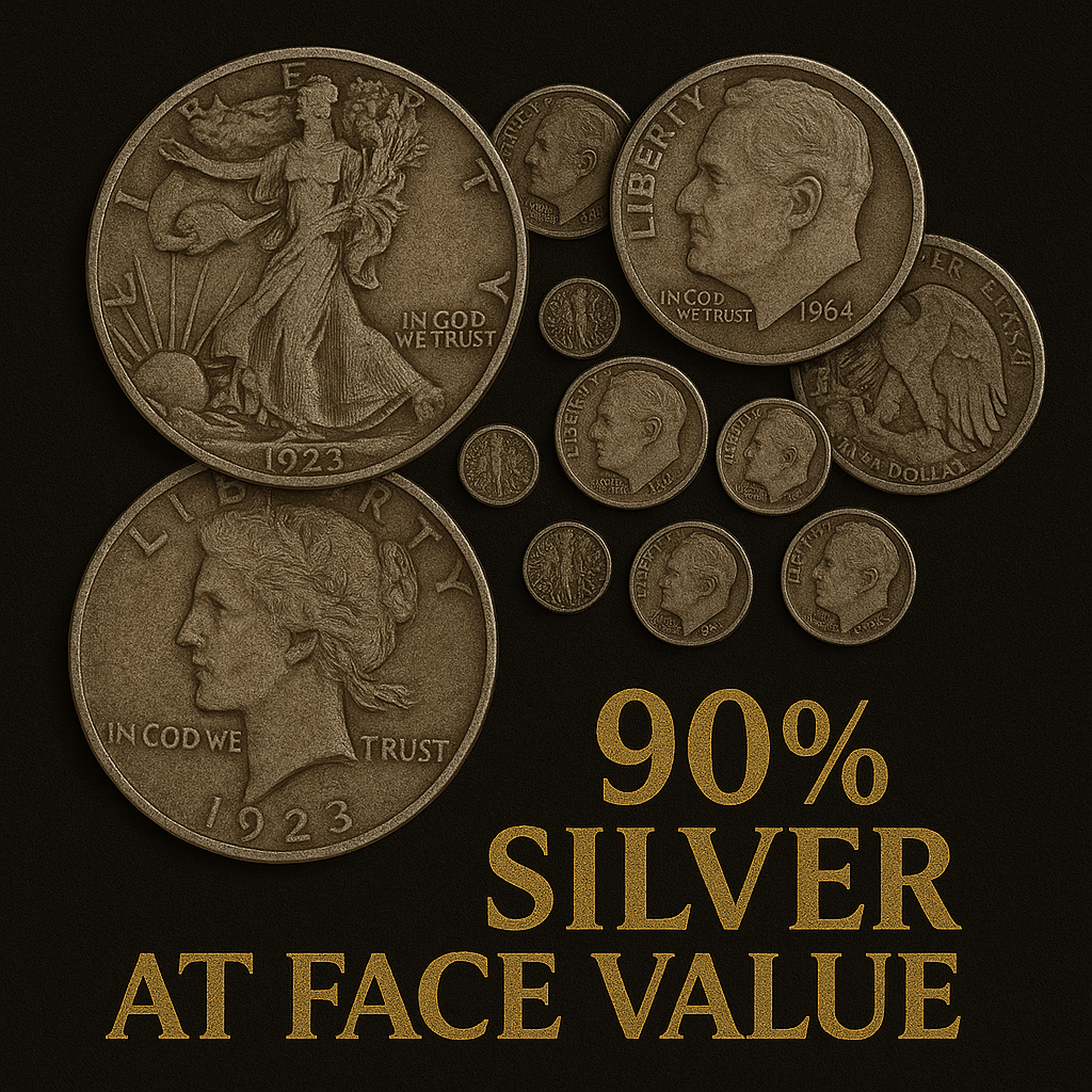 90% Silver by Face Value – Circulated U.S. Coins ($51.99 per $1 Face)