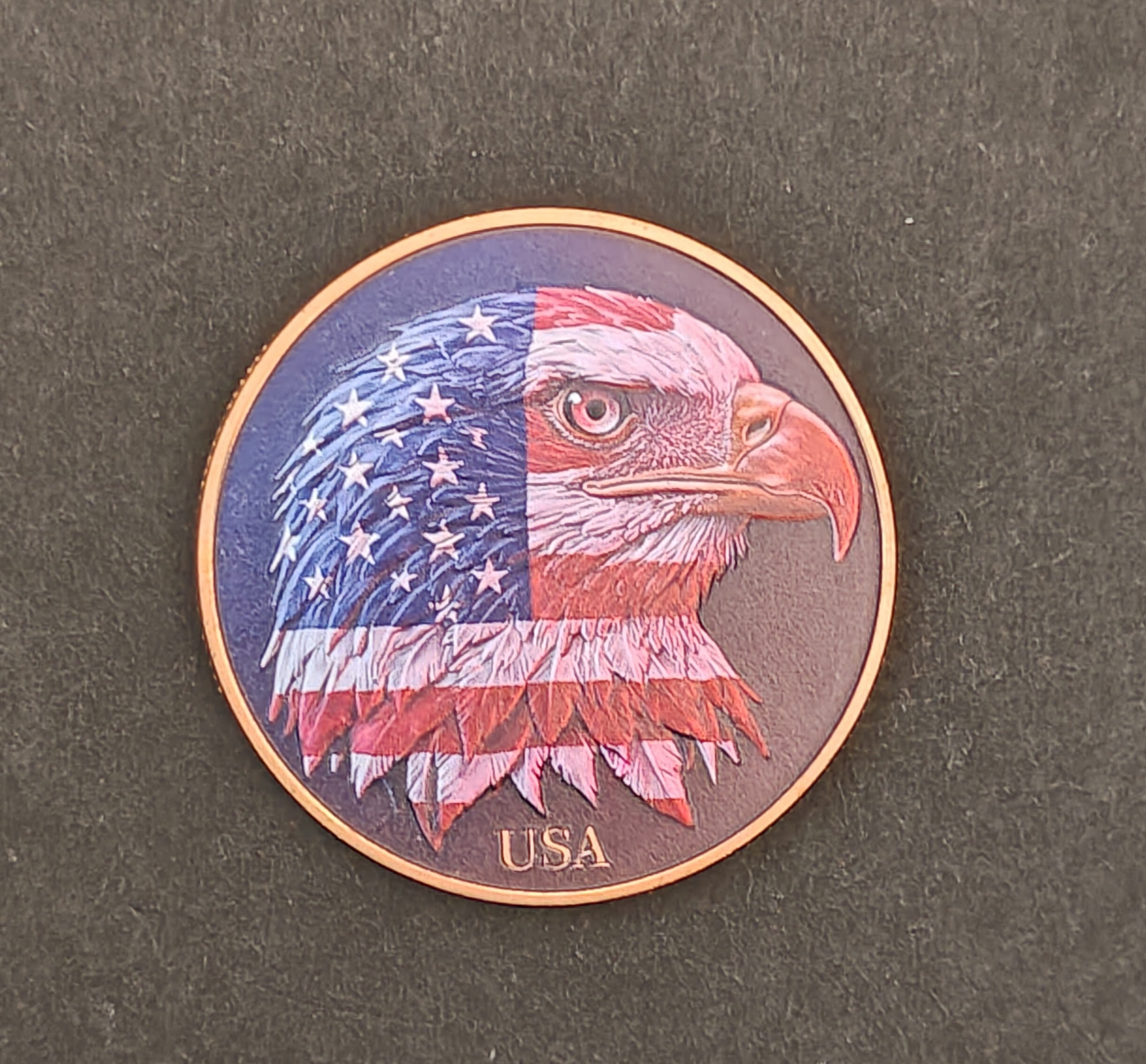 Colorized American Eagle Usa Flag Independence 10z Copper Coin