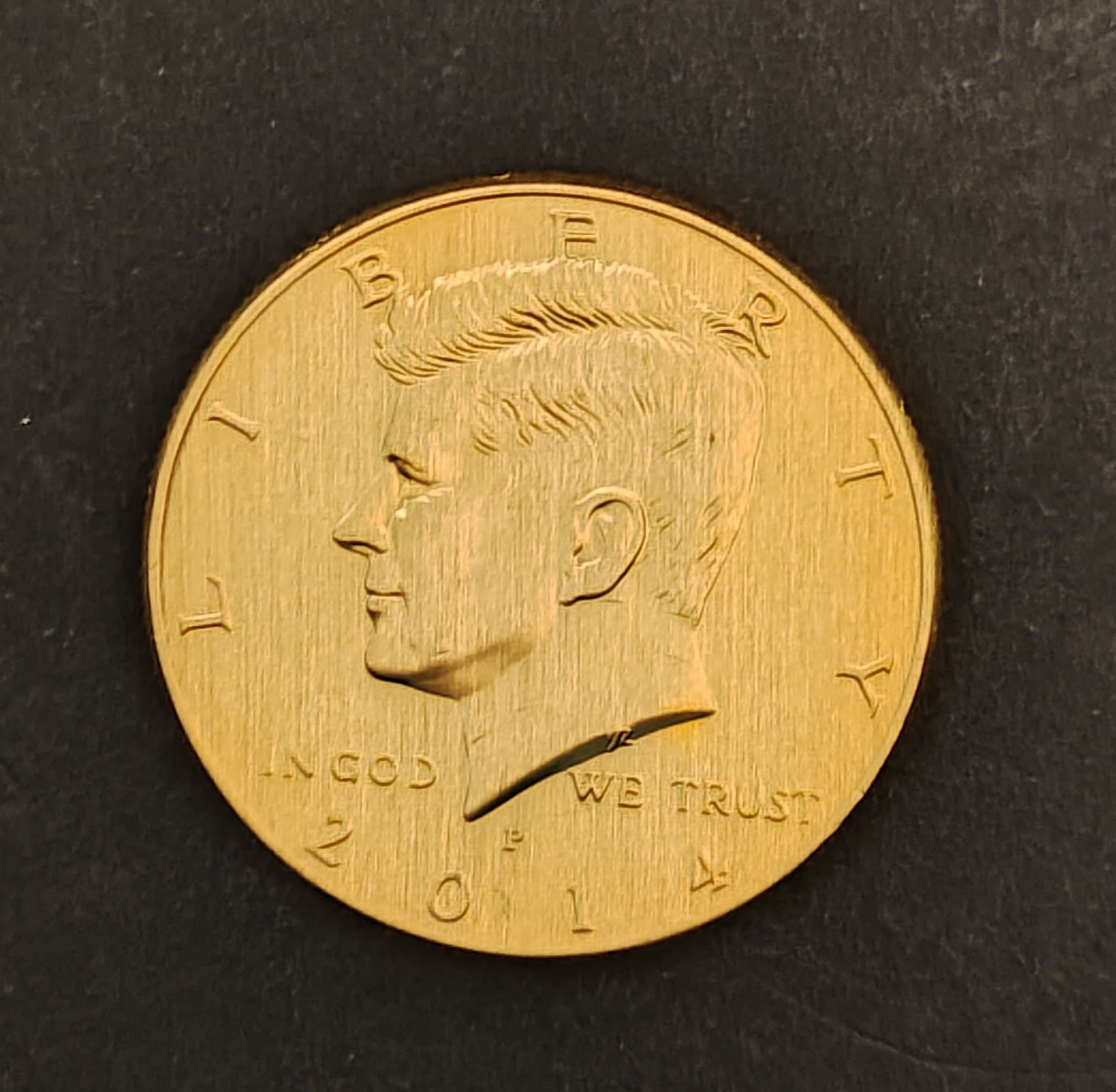 2014 kennedy half dollar silver gold plated