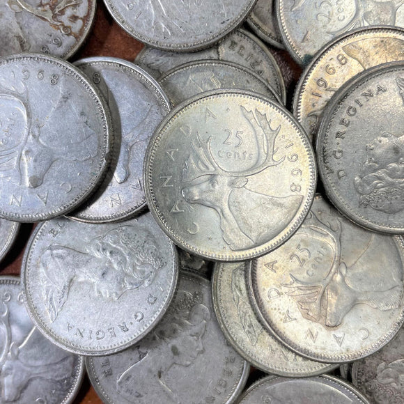 Canadian Silver Quarters – Queen Elizabeth II / Caribou (Random Dates, 80% Silver)