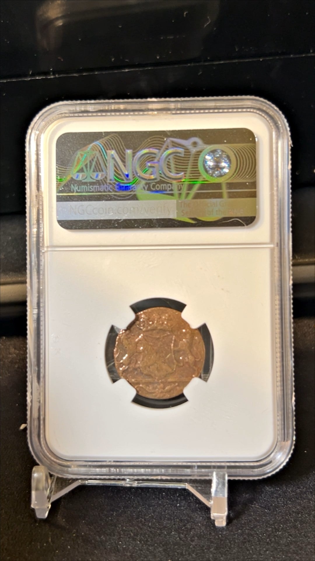 1790 VOC N.E. Indies Duit New York Penny - NGC Genuine