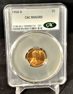 1958-D Lincoln Wheat Cent CAC MS65RD