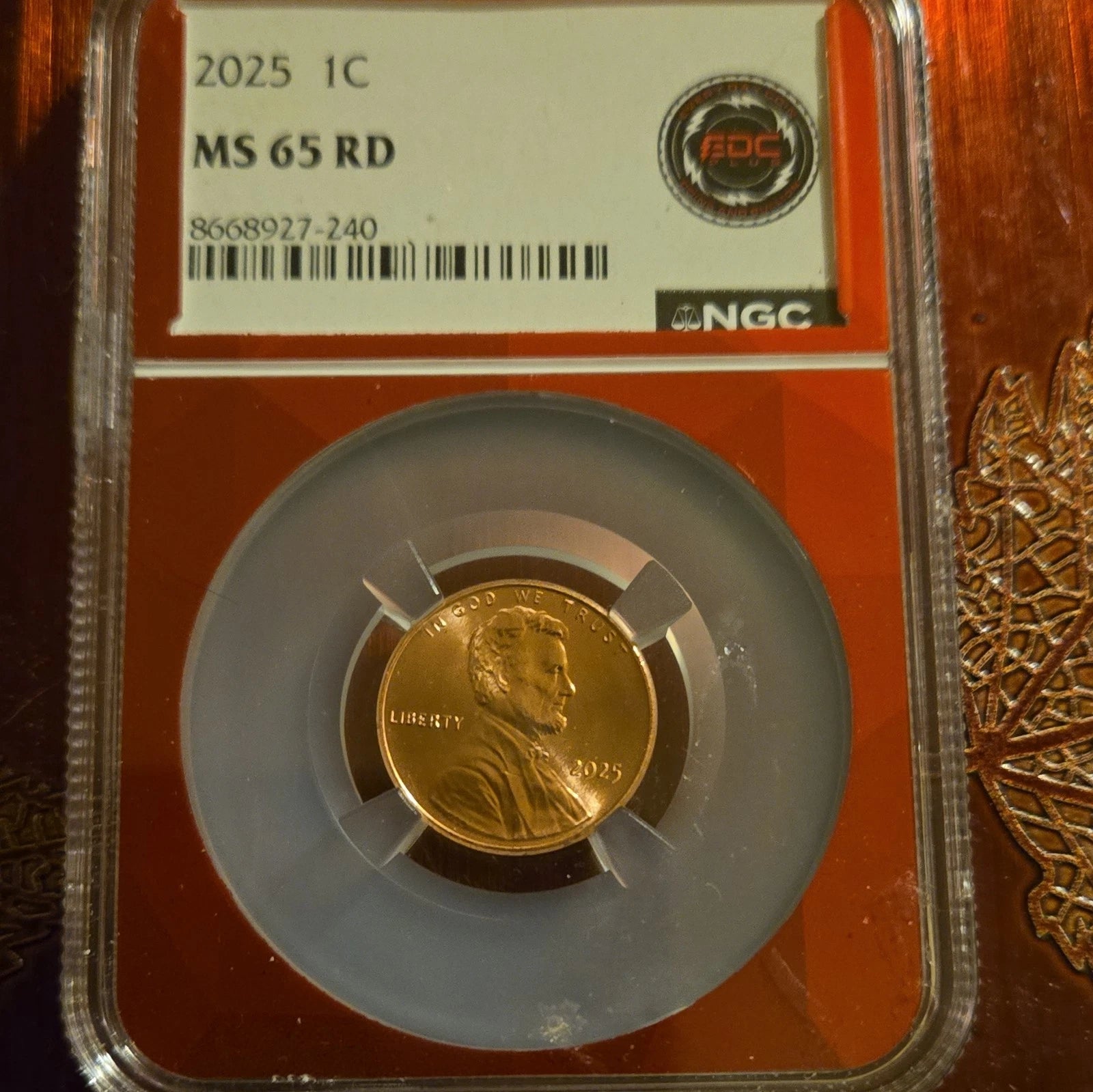2025 1c Lincoln Shield Cent Penny NGC MS65RD EDC Red Core