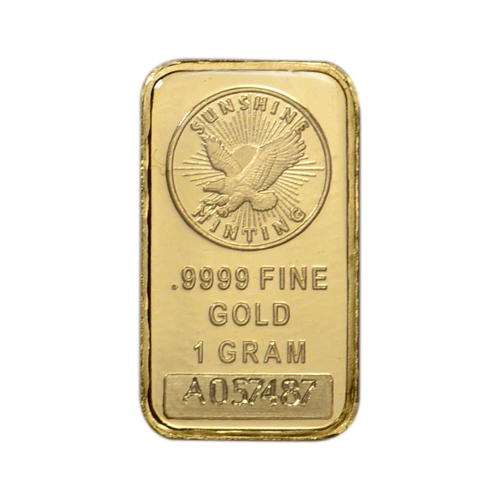 1 gram Gold Bar - Sunshine Minting - .9999 Fine in Sealed Assay