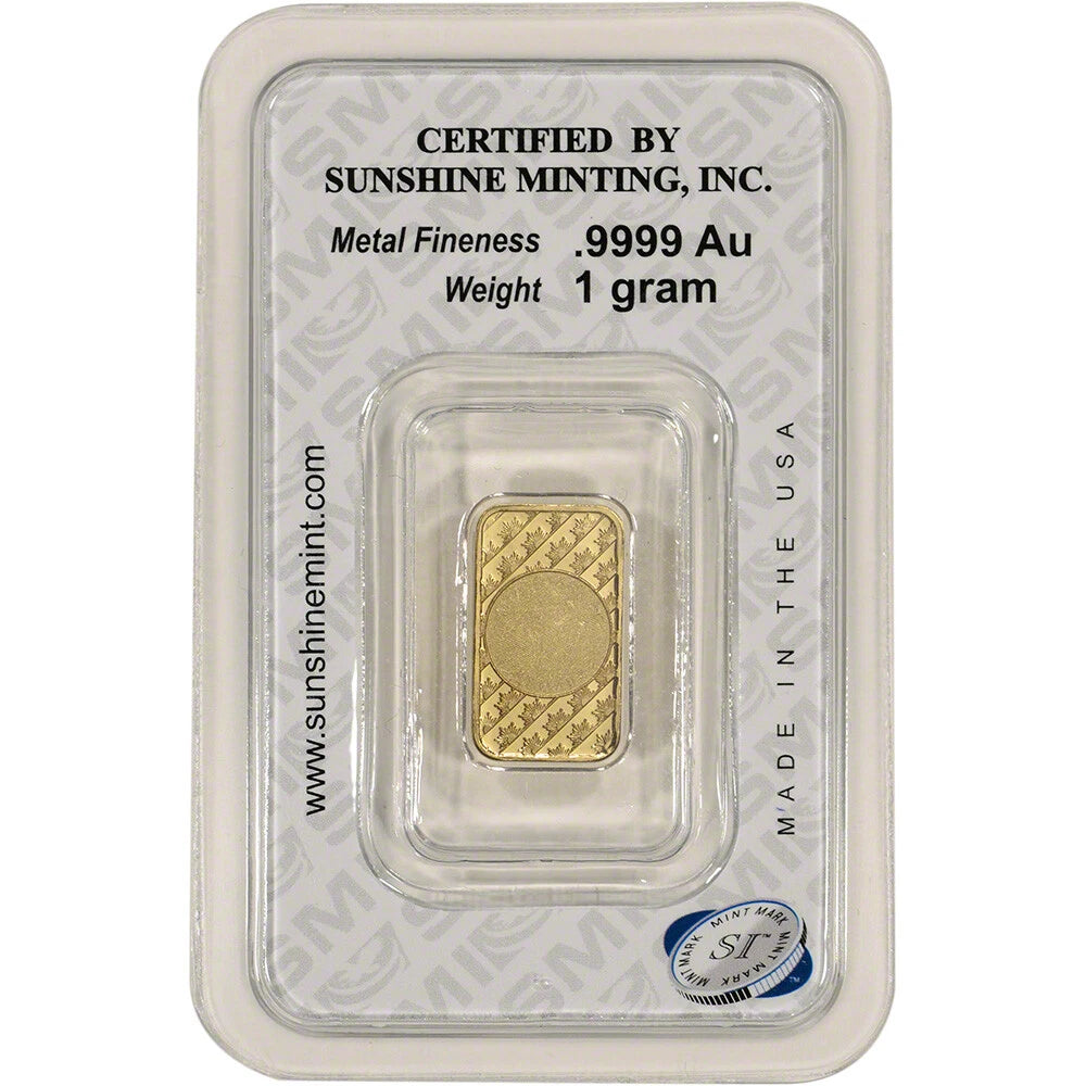 1 gram Gold Bar - Sunshine Minting - .9999 Fine in Sealed Assay